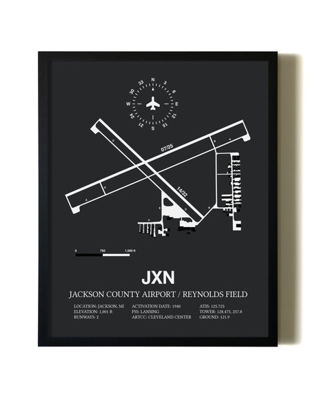 Unframed Jackson County Airport / Reynolds Field map print poster