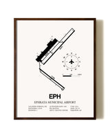 Ephrata Municipal Airport aviation print in walnut frame