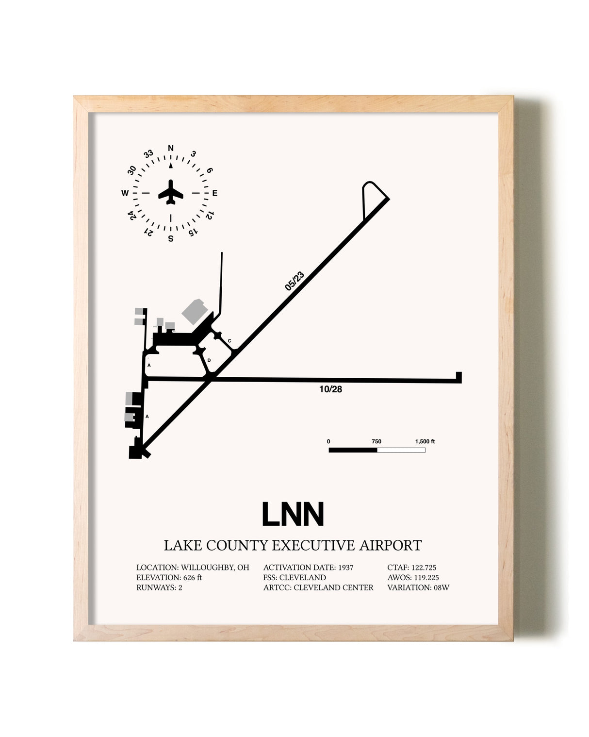Lake County Executive Airport framed wall art in white frame