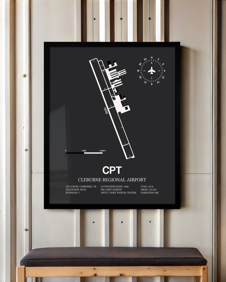 Frame color options for Cleburne Regional Airport Wall Art