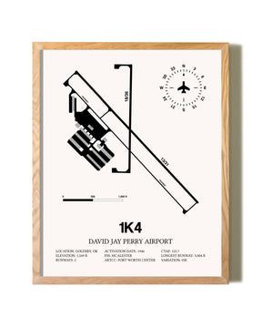 David Jay Perry Airport framed print in natural wood frame