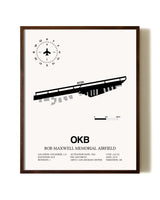 Bob Maxwell Memorial Airfield aviation print in walnut frame
