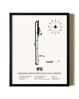 Framed Ardmore Downtown Executive Airport wall art poster in black frame
