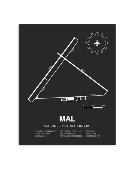 Gray Framed Malone-Dufort Airport layout wall art poster