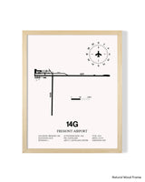 Detailed Airport Map of Fremont Airport (14G) in White with a Natural Frame