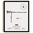Framed Detailed Airport Map of Fremont Airport (14G) in White with a Black Frame
