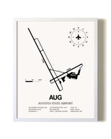 Augusta State Airport airport map poster in oak frame
