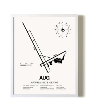 Augusta State Airport airport map poster in oak frame
