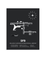 Gray Framed Orlando Sanford International Airport layout wall art poster