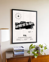 Fullerton Municipal Airport aviation wall décor in black wood frame