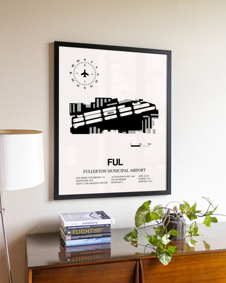 Fullerton Municipal Airport aviation wall décor in black wood frame