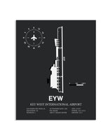 Gray Framed Key West International Airport layout wall art poster