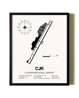 Framed Culpeper Regional Airport wall art poster in black frame