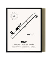 Framed Marksville Municipal Airport wall art poster in black frame