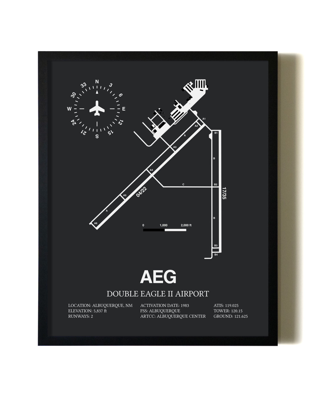 Unframed Double Eagle II Airport map print poster