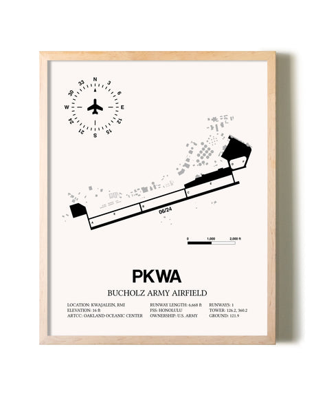 Bucholz Army Airfield framed wall art in white frame