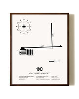 Galt Field Airport aviation print in walnut frame