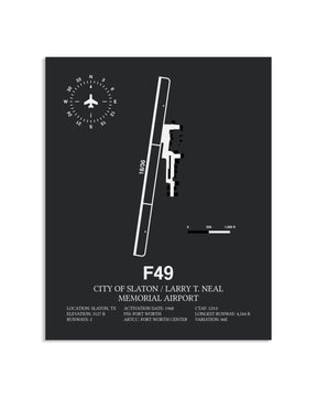 Gray Framed City Of Slaton / Larry T. Neal Memorial Airport layout wall art poster
