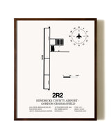 Hendricks County Airport-Gordon Graham Field aviation print in walnut frame