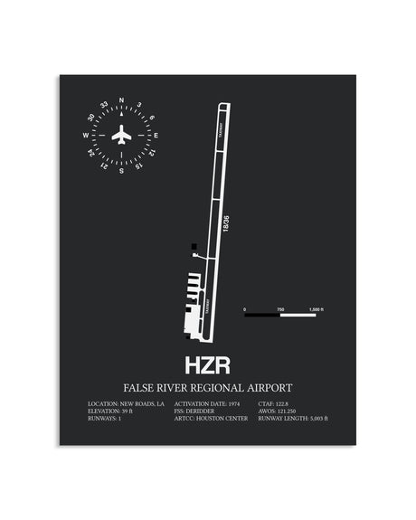 Gray Framed False River Regional Airport layout wall art poster