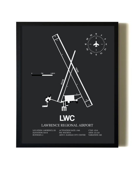 Unframed Lawrence Regional Airport map print poster
