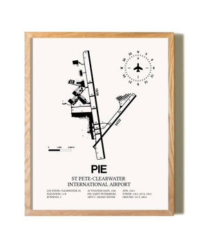 St. Pete-Clearwater International Airport framed print in natural wood frame