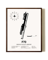 French Valley Airport aviation print in walnut frame