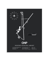 Gray Framed Newport Municipal Airport layout wall art poster
