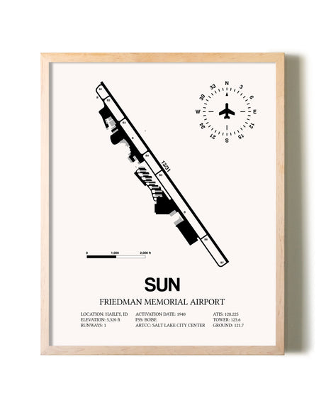 Friedman Memorial Airport framed wall art in white frame
