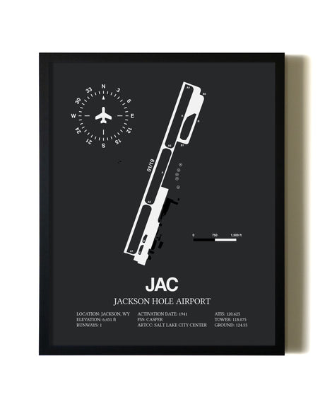 Unframed Jackson Hole Airport map print poster