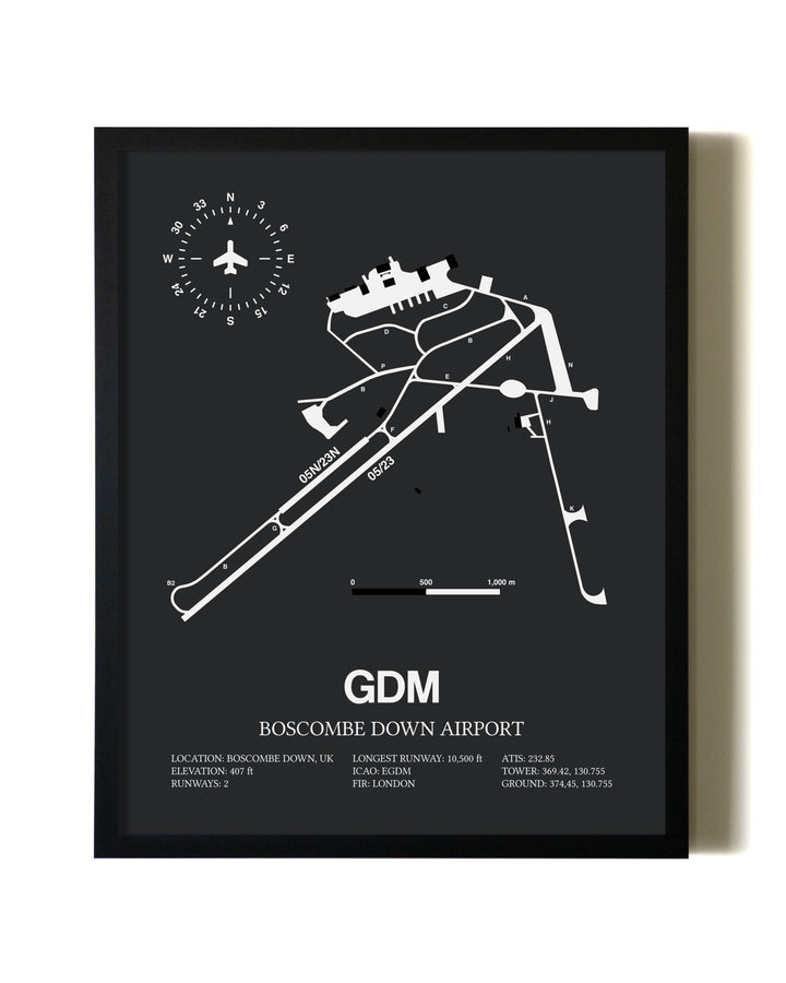 Unframed Boscombe Down Airport map print poster
