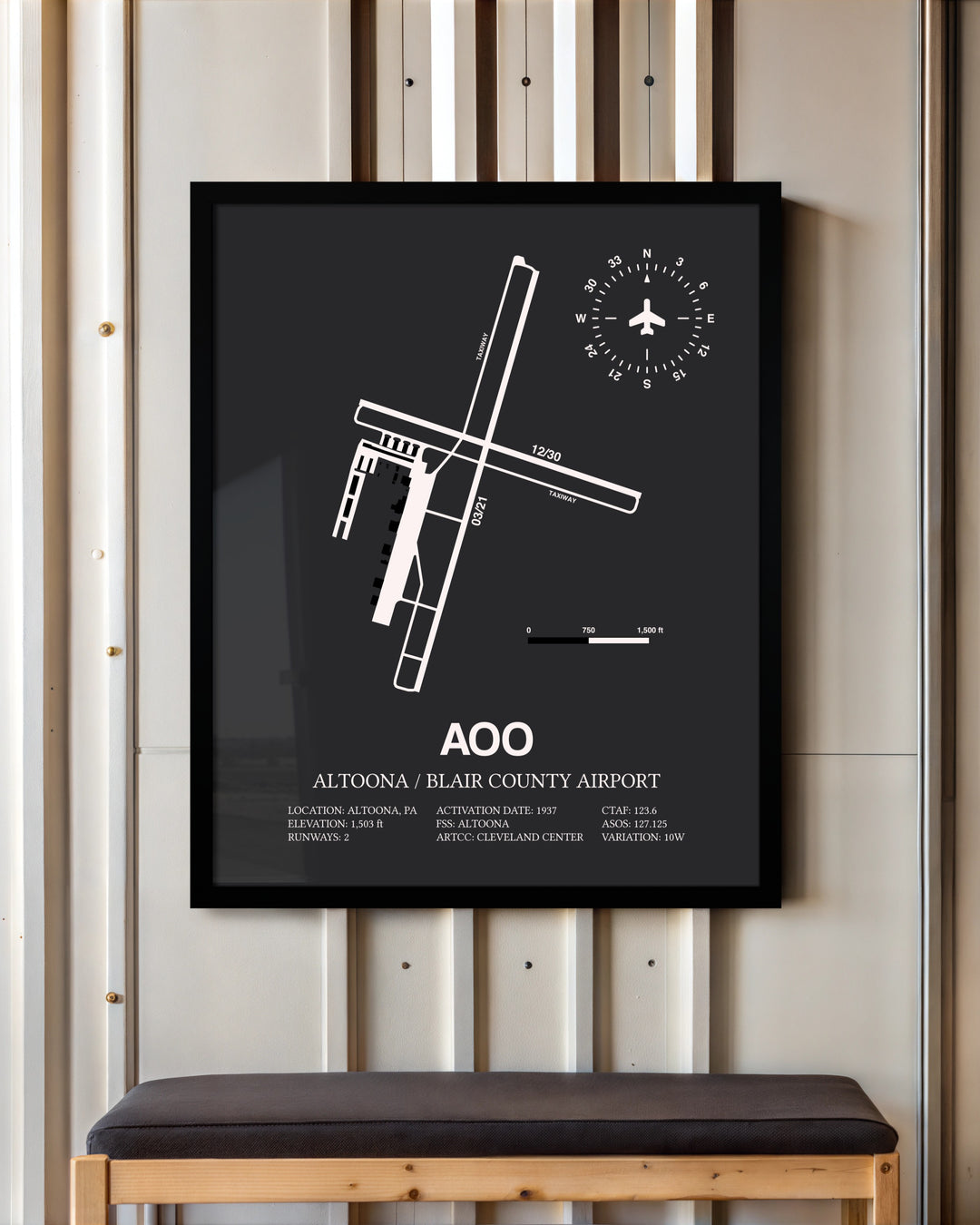 Frame color options for Altoona / Blair County Airport Wall Art