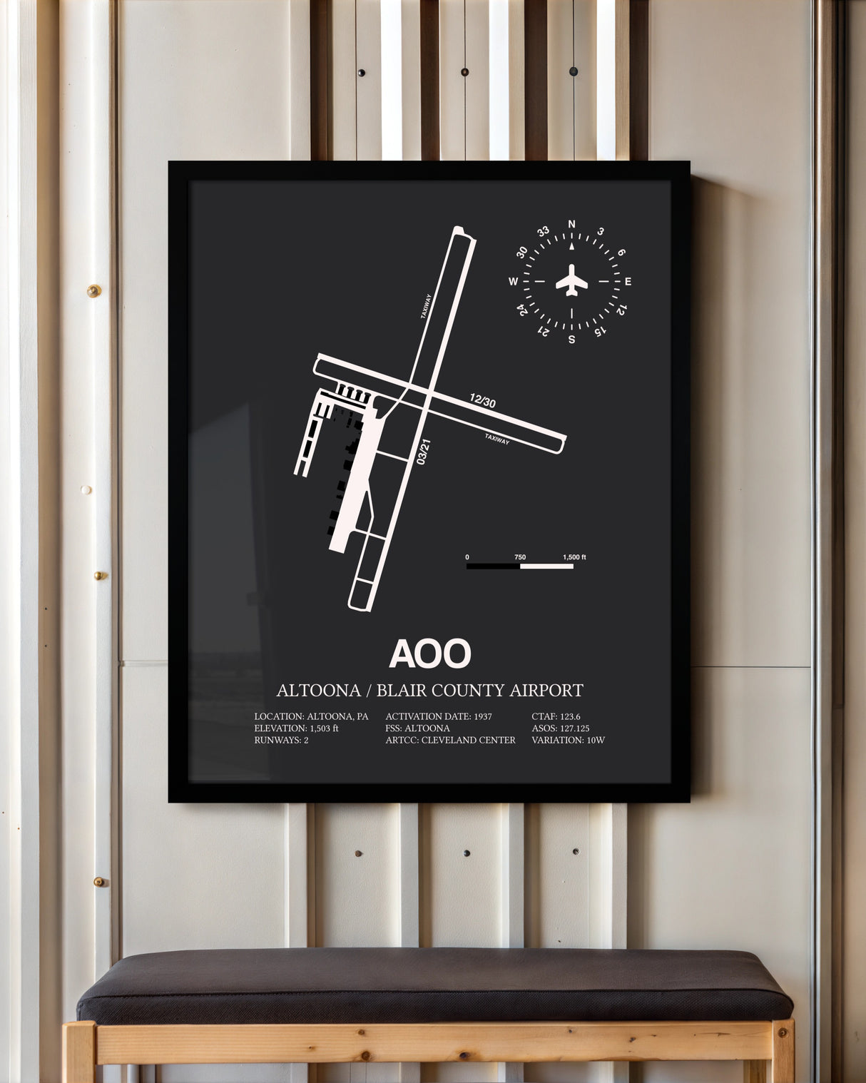Frame color options for Altoona / Blair County Airport Wall Art