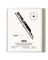 Calaveras County Airport / Maury Rasmussen Field airport map poster in oak frame