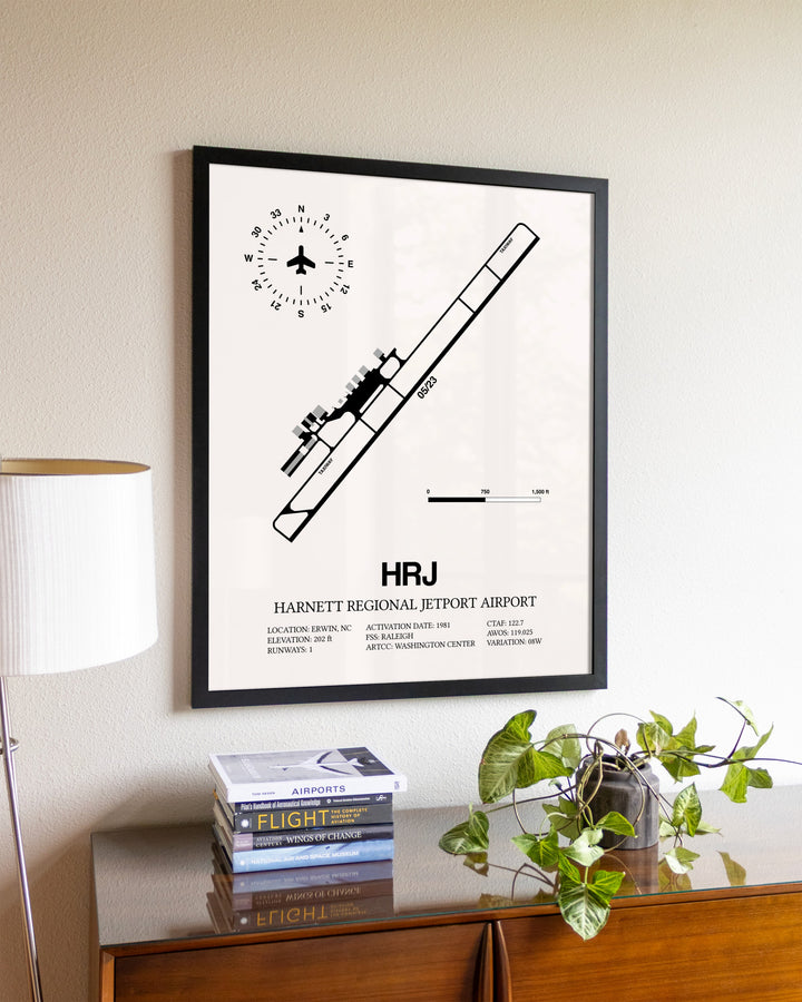Harnett Regional Jetport Airport aviation wall décor in black wood frame