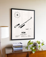 Homer Airport aviation wall décor in black wood frame