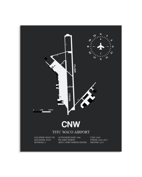 Gray Framed TSTC Waco Airport layout wall art poster