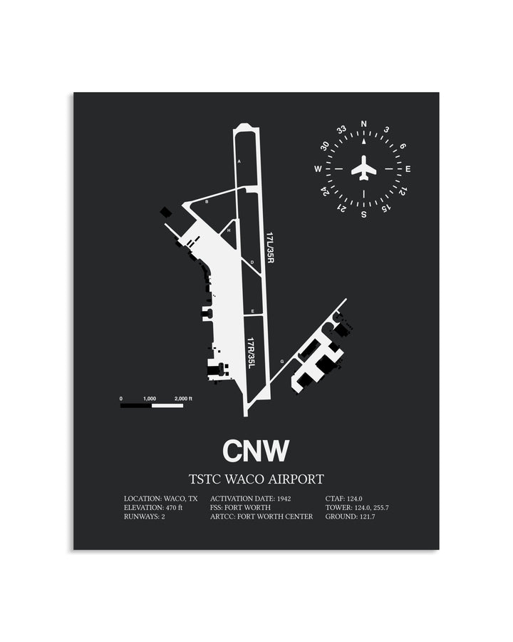 Gray Framed TSTC Waco Airport layout wall art poster