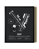 Unframed Springfield-Branson National Airport map print poster