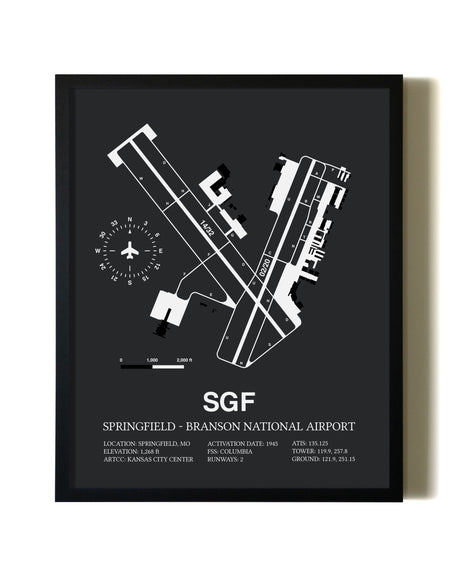 Unframed Springfield-Branson National Airport map print poster