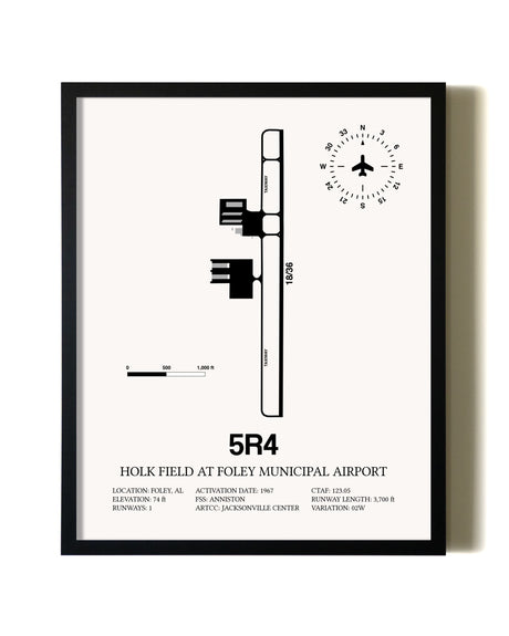 Framed Holk Field at Foley Municipal Airport wall art poster in black frame