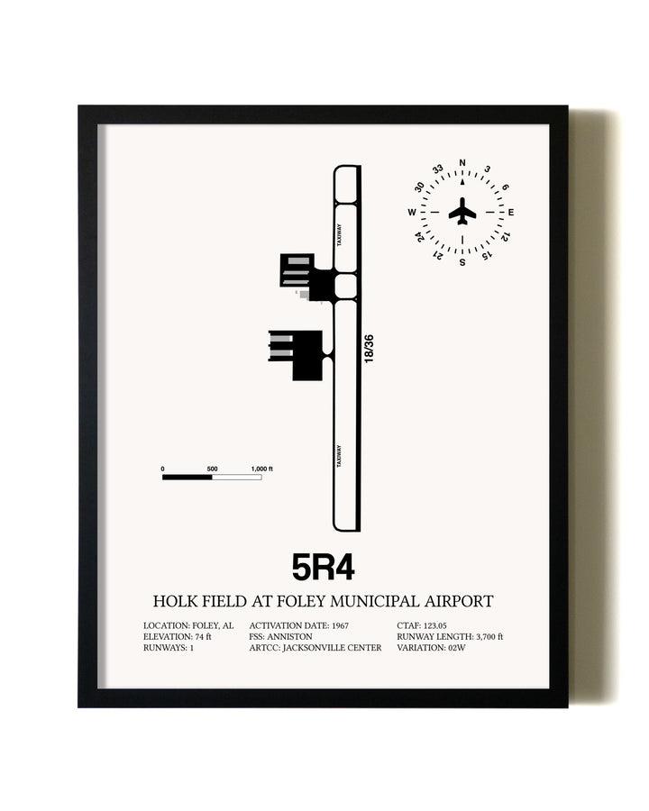 Framed Holk Field at Foley Municipal Airport wall art poster in black frame