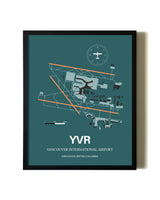 Green Vancouver International Airport aviation wall décor in black wood frame