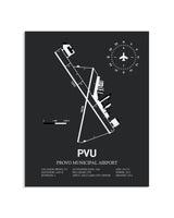 Gray Framed Provo Municipal Airport layout wall art poster