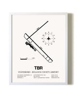 Statesboro-Bulloch County Airport airport map poster in oak frame