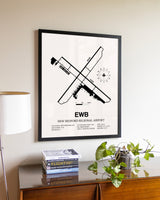 New Bedford Regional Airport aviation wall décor in black wood frame