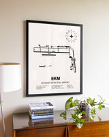 Elkhart Municipal Airport aviation wall décor in black wood frame
