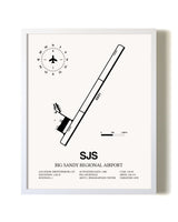 Big Sandy Regional Airport airport map poster in oak frame