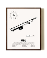 Sangster International Airport aviation print in walnut frame