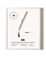 Sikeston Memorial Municipal Airport airport map poster in oak frame